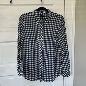 NWT Talbots Navy Buffalo Plaid Button Down Shirt